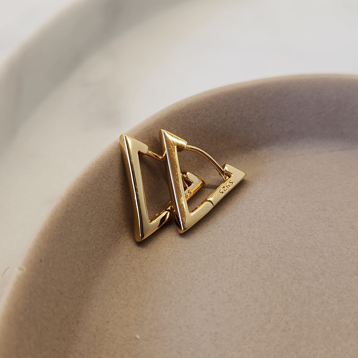 Fine and Yonder Earrings Gold Triangle Drop Huggie Earrings