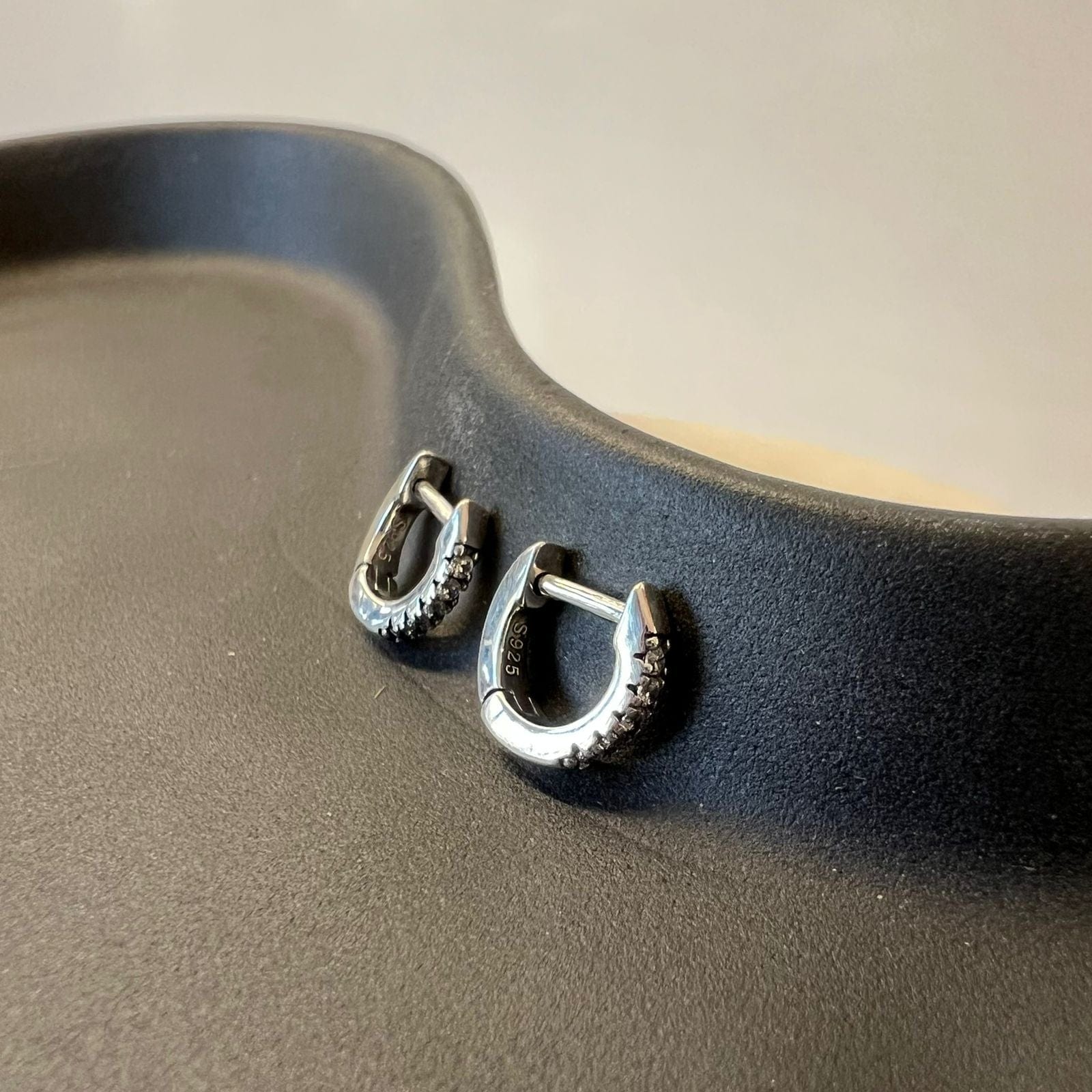 Fine and Yonder Earrings Silver Mini Zircon Huggie