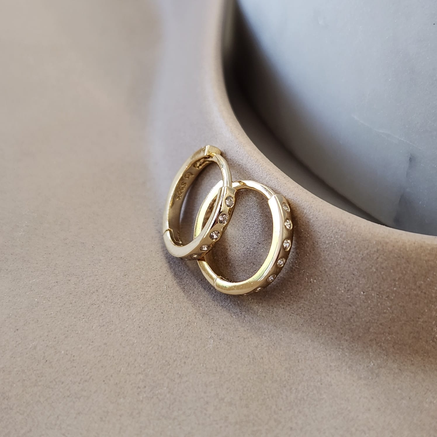 Fine and Yonder Earrings Spaced Zircon Huggie Earrings