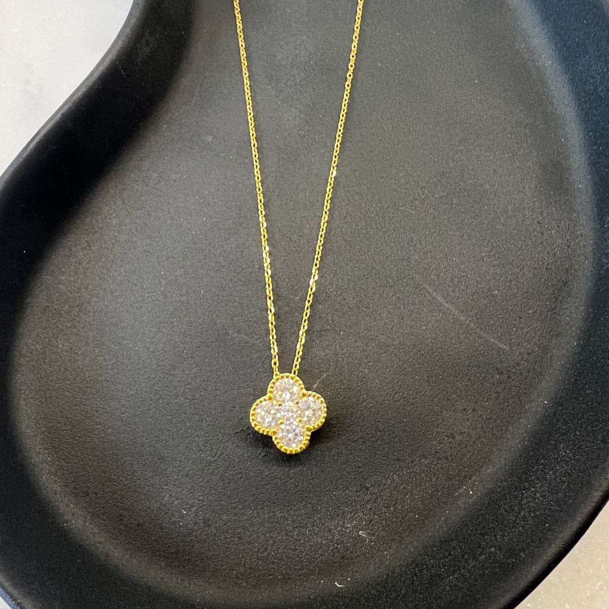 Fine and Yonder Necklaces Gold Four Leaf Clover Zircon Necklace