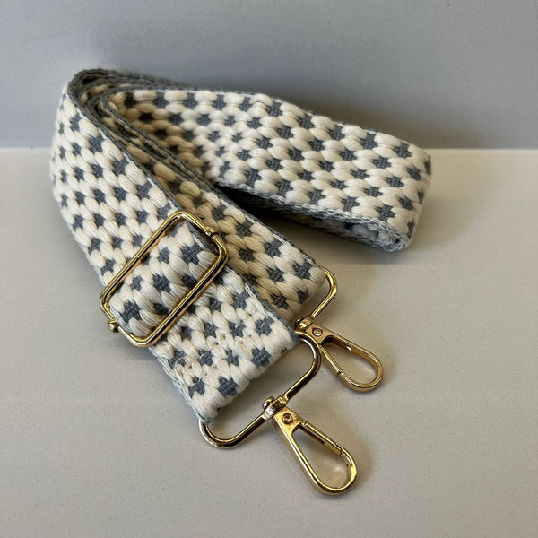 Suprene Bags Handbag & Wallet Accessories Bag Strap - Woven Beige and Grey