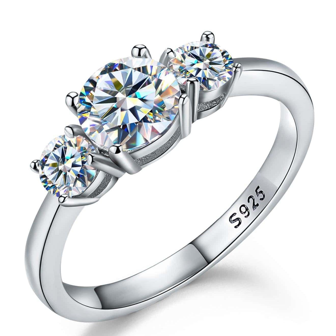 Suprene Bags Trilogy Moissanite Ring