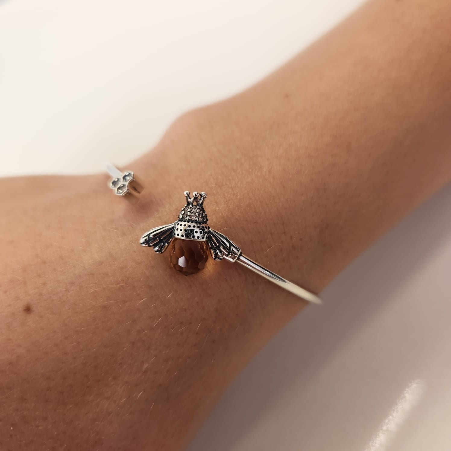 Queen Bee Bangle Bracelet worn on wrist