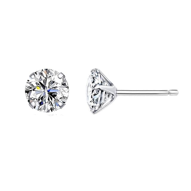 CZ Stud Earrings 5mm stone 925 Sterling Silver hypoallergenic nickel-free