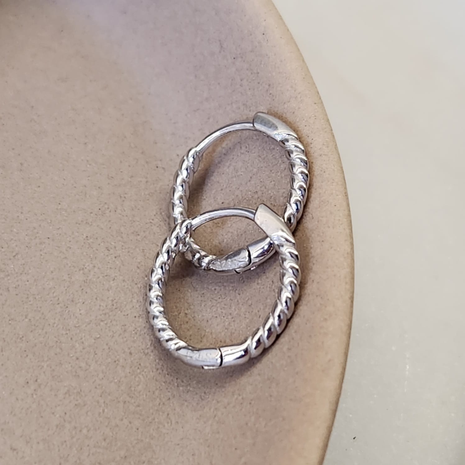 Fine and Yonder Earrings Braided Silver Huggie
