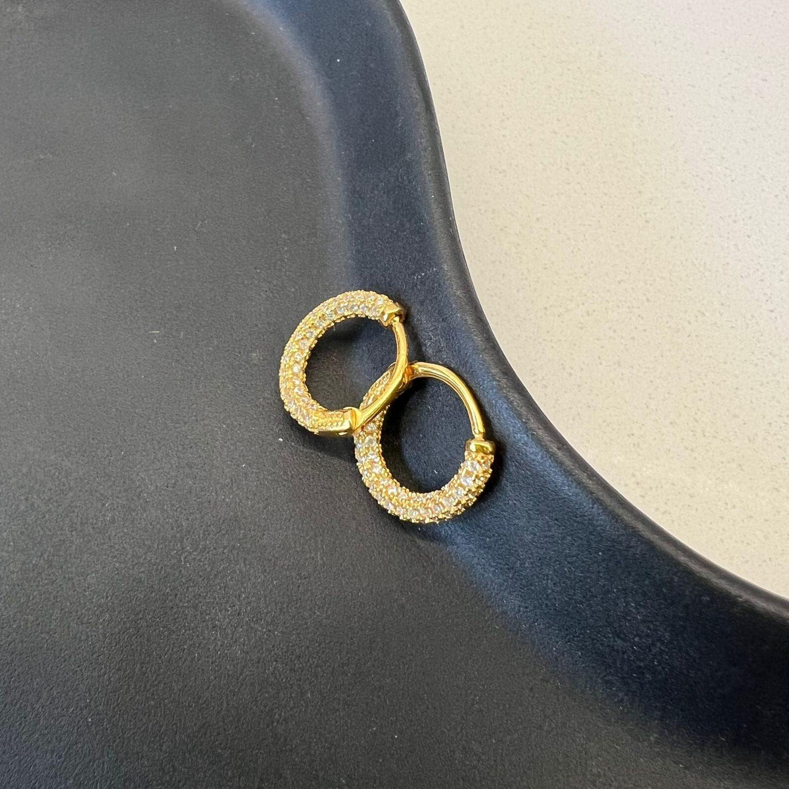 Fine and Yonder Earrings CZ Crusted Huggie Earrings