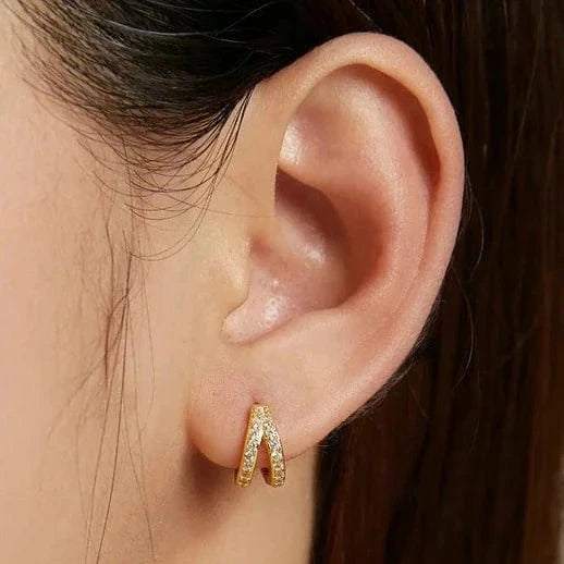 Double Hoop Huggie Earrings Suprene Collective jewellery S925 stamp