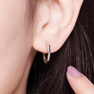 Geometric Huggie Earrings faceted flat edge S925 stamp close up