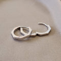 Suprene Collective Geometric Huggie Earrings 925 Sterling Silver octagonal hoop platinum plated