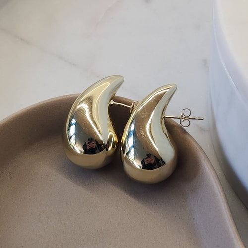 Big Drop Earrings gold tone bold drop silhouette