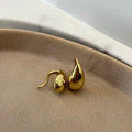 Dewdrop Earrings gold tone oxidised silver 15x8mm dome shape