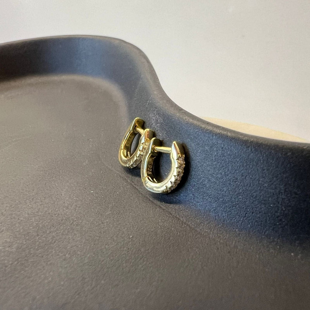 Fine and Yonder Earrings Gold Mini Zircon Huggie