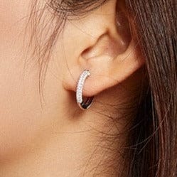 Fine and Yonder Earrings Large double sided zirconia huggie