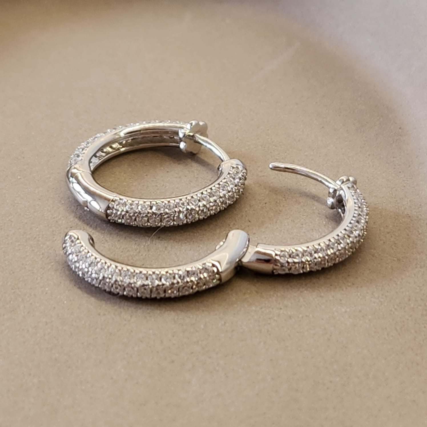 Fine and Yonder Earrings Large double sided zirconia huggie