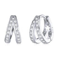 Double Hoop Huggie Earrings silver tone flat lay 1.9g lightweight