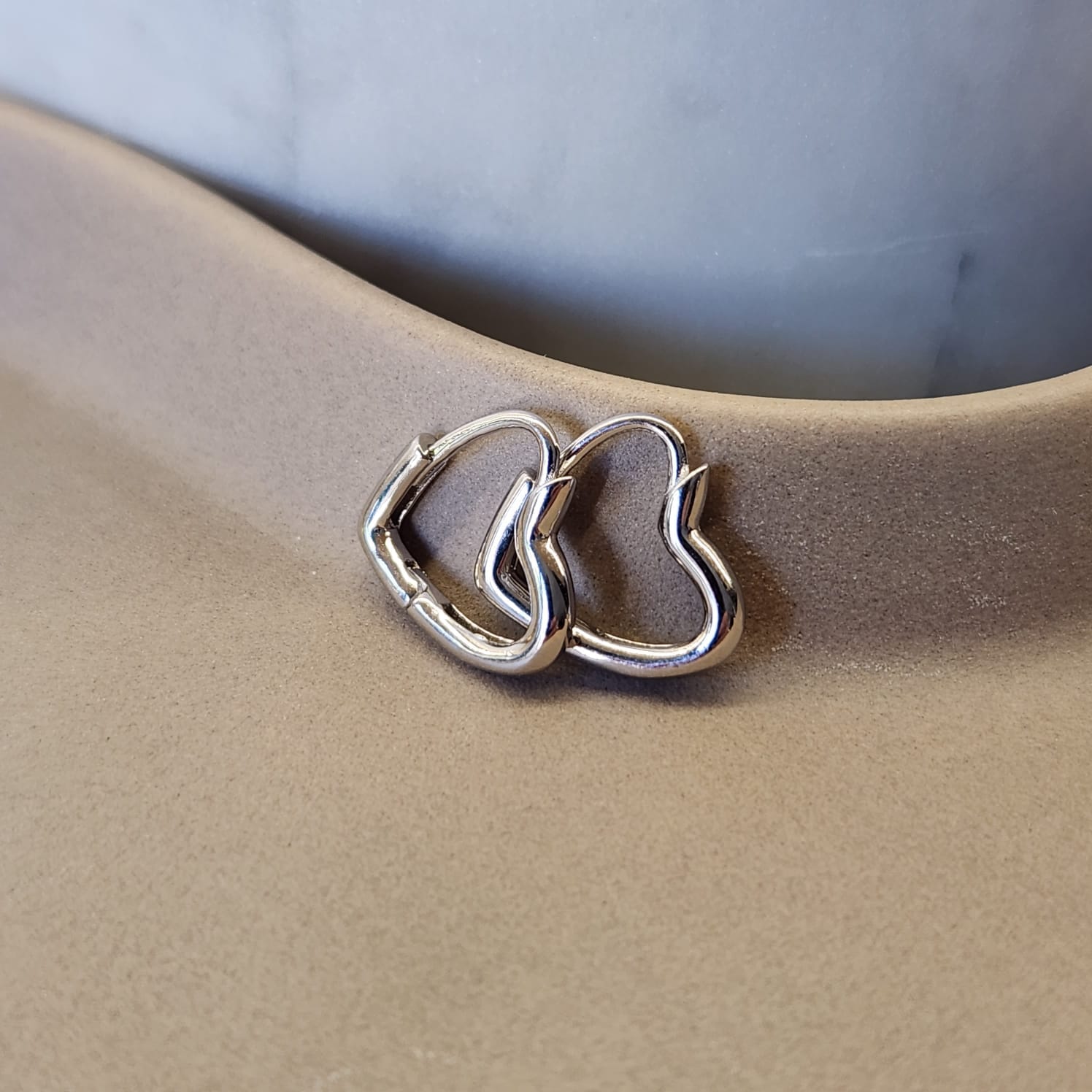 Heart Huggie Earrings silver tone 1.3cm heart shaped huggie
