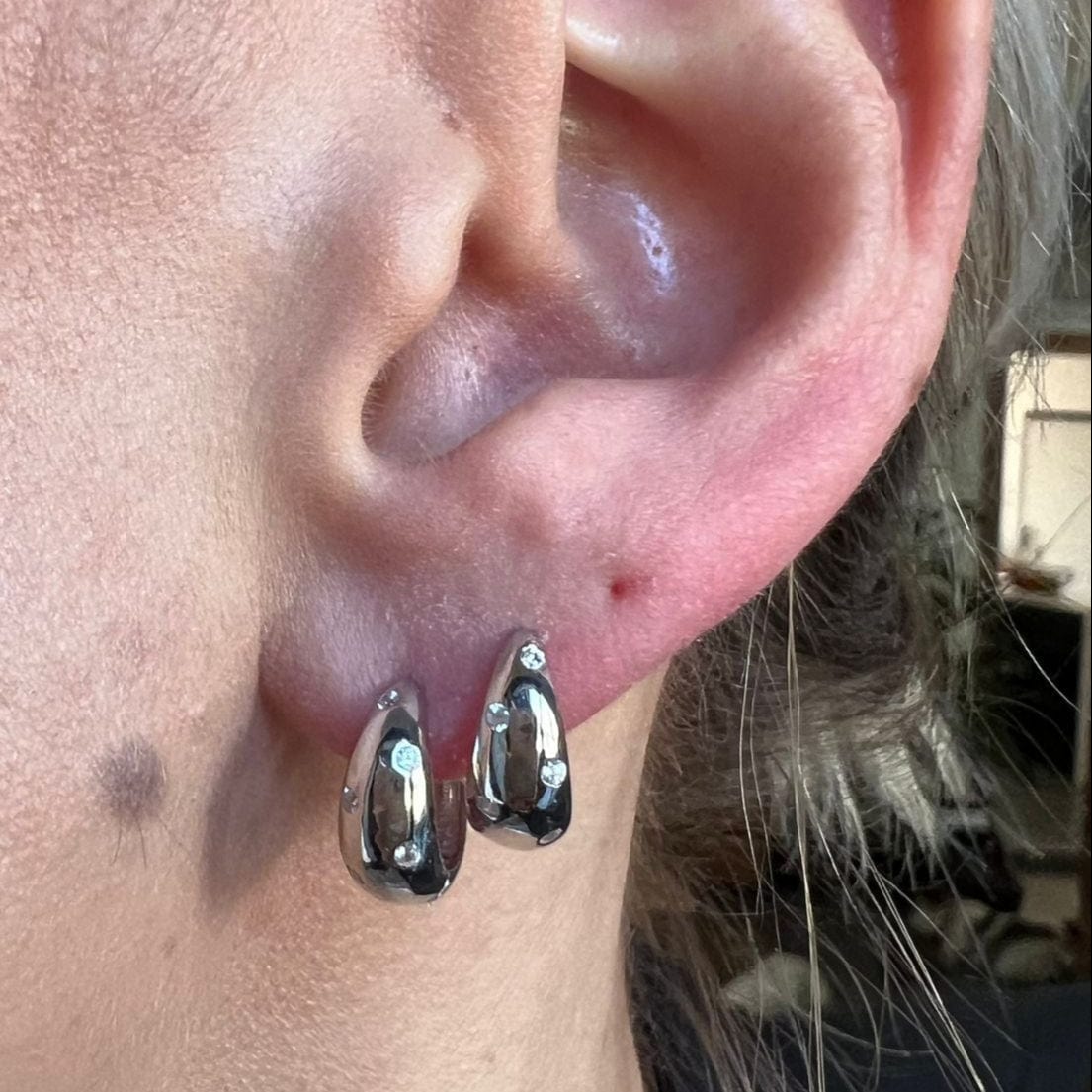 Fine and Yonder Earrings Silver Luna Dome Huggie