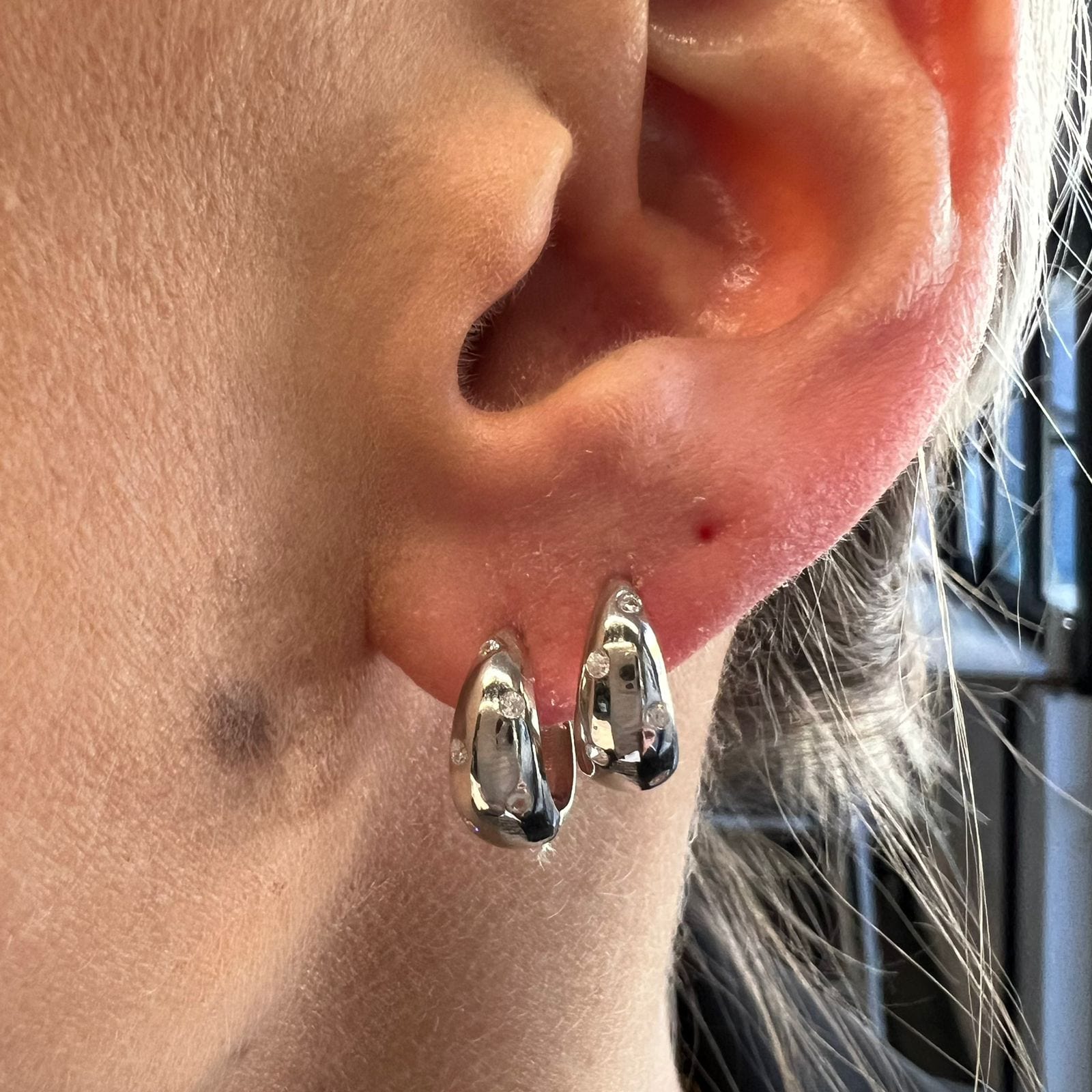 Fine and Yonder Earrings Silver Luna Dome Huggie