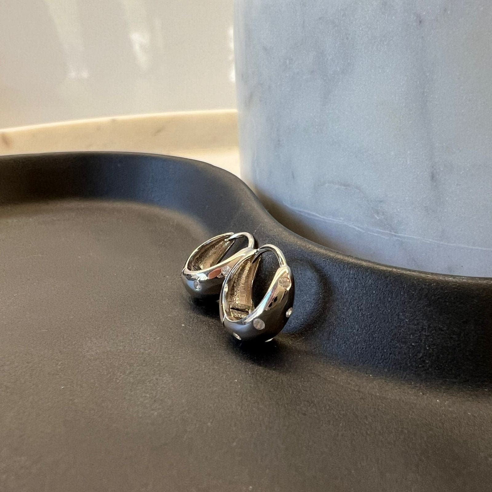 Fine and Yonder Earrings Silver Luna Dome Huggie