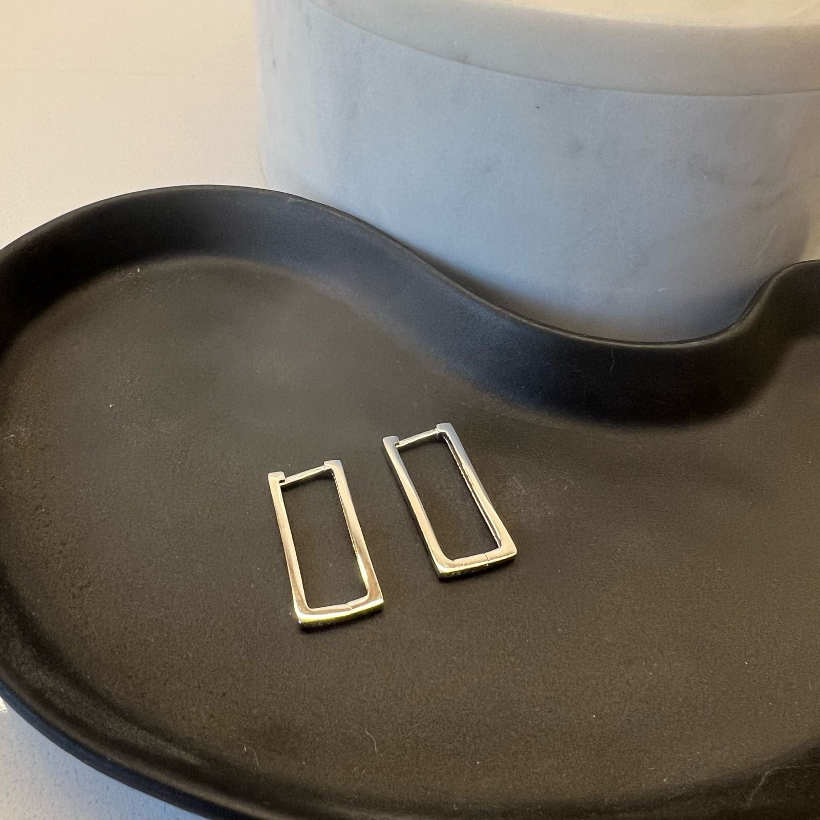 Fine and Yonder Earrings Silver Roola Rectangle Huggie Earings