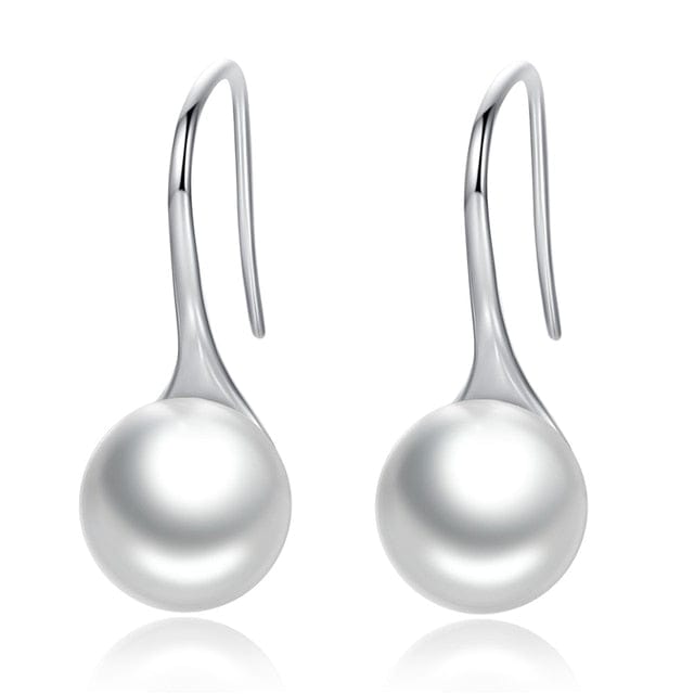 Fine and Yonder Long  Silver Pearl Drop Earrings