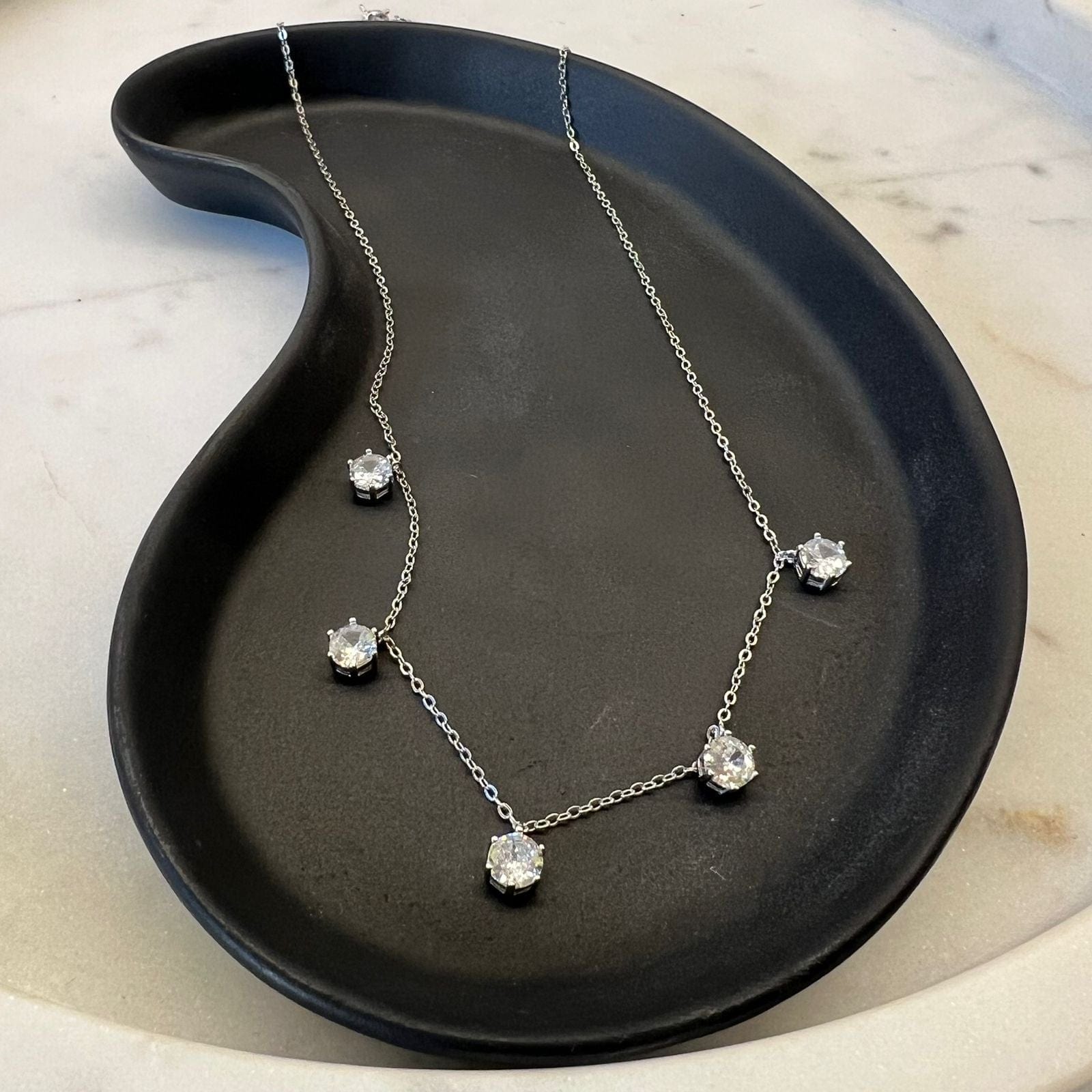 Suprene Collective Elegant Five Moissanite Necklace