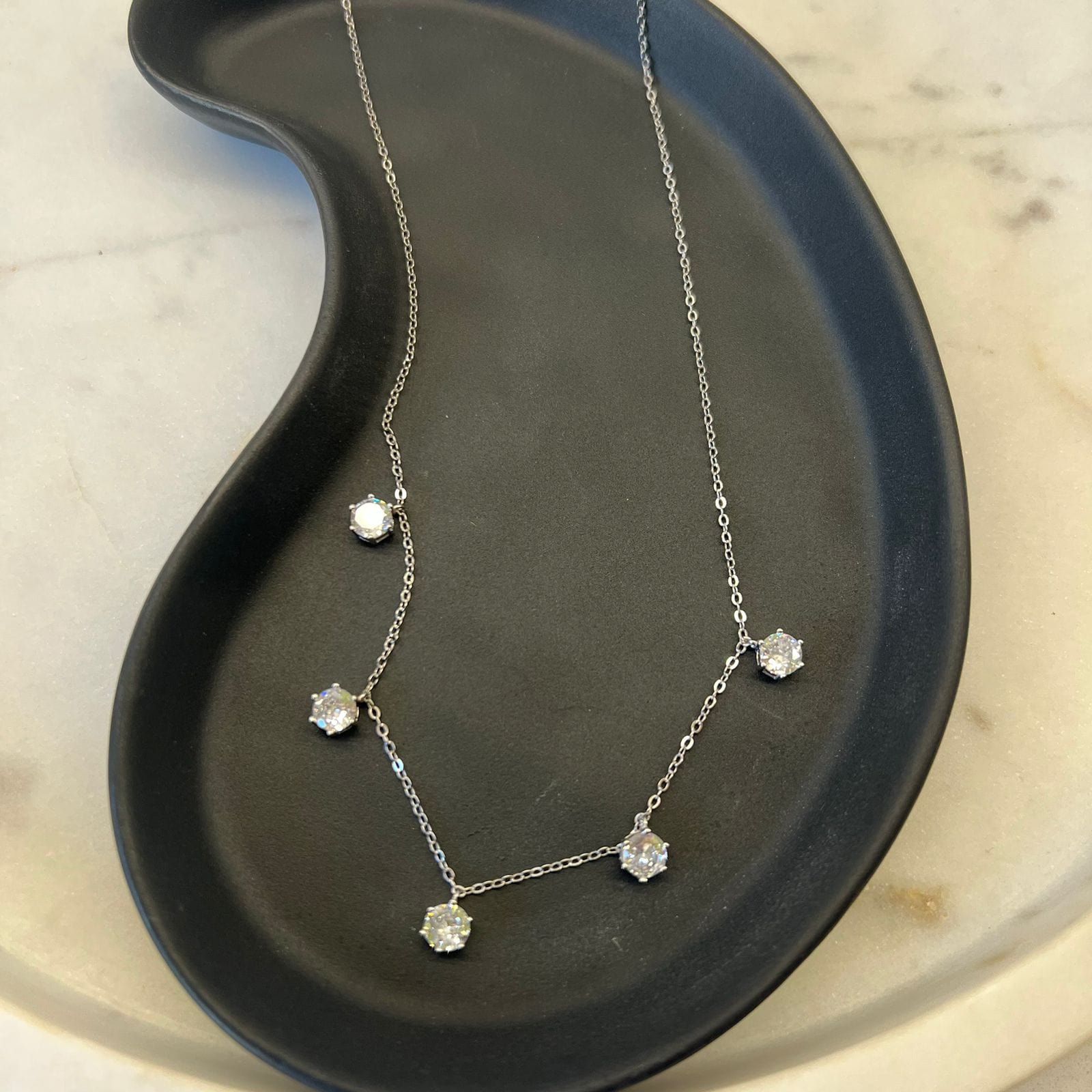 Suprene Collective Elegant Five Moissanite Necklace
