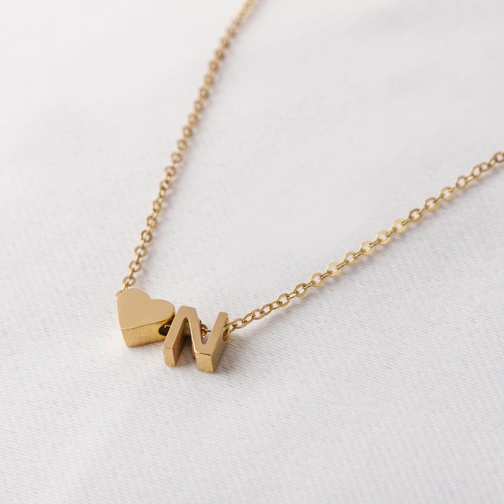 Fine and Yonder Necklaces Gold Color / A Heart & Initial Necklace