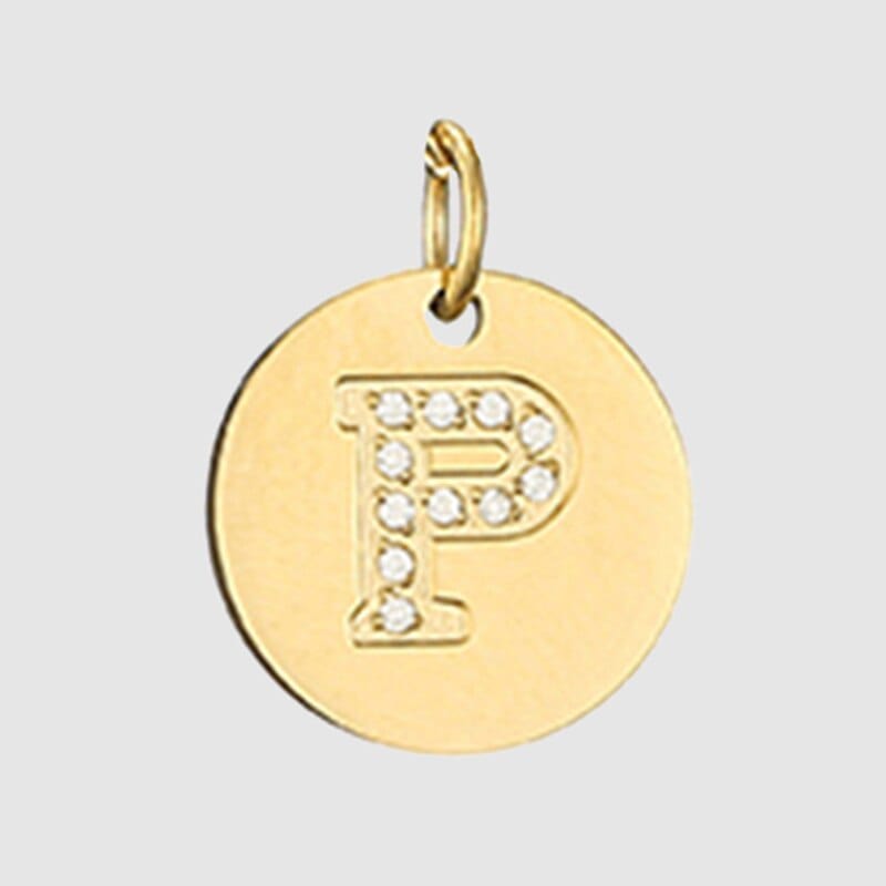 Fine and Yonder Necklaces P Zircon Stone Letter Necklace