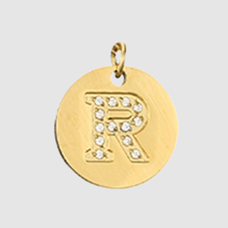 Fine and Yonder Necklaces R Zircon Stone Letter Necklace