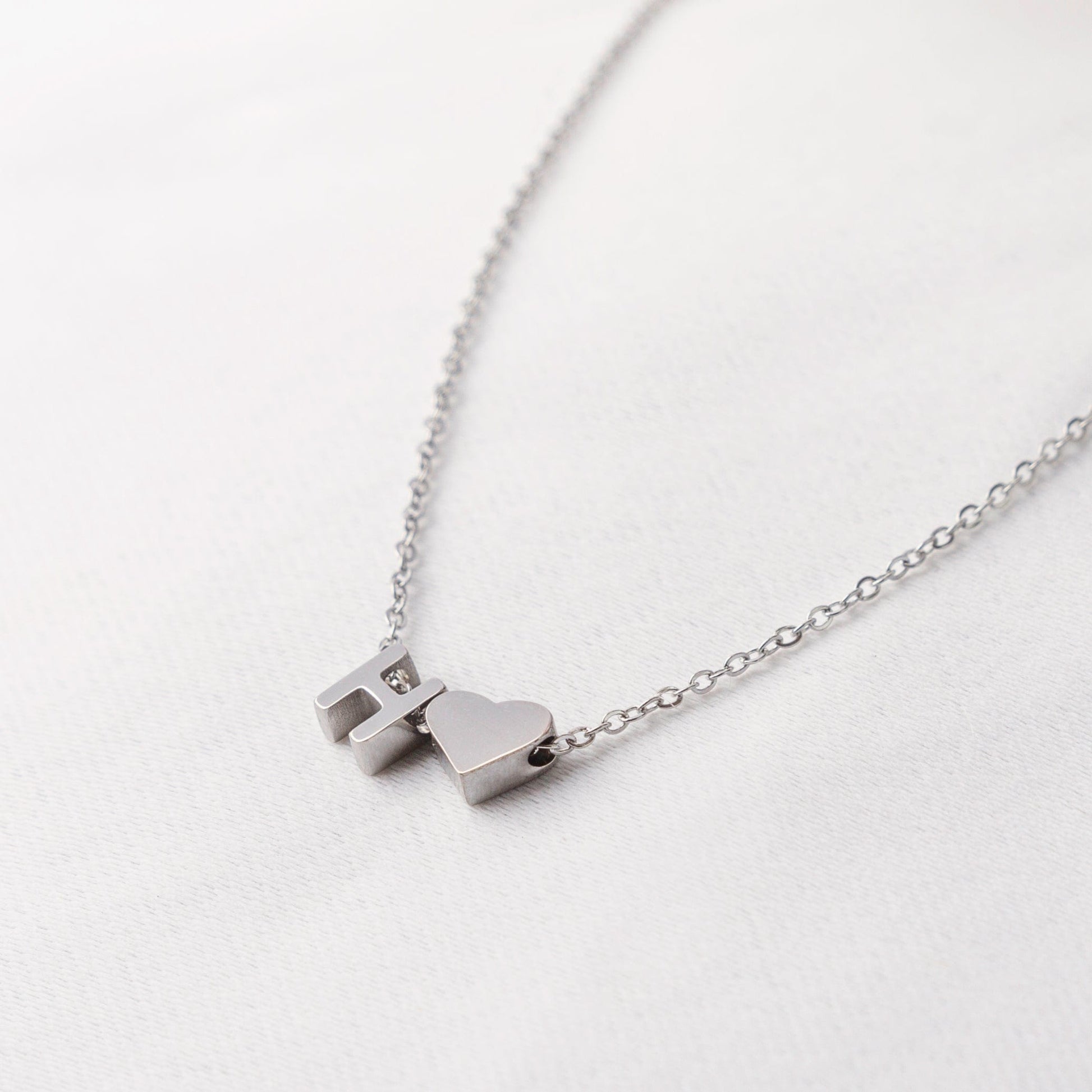 Fine and Yonder Necklaces Silver Color / A Heart & Initial Necklace