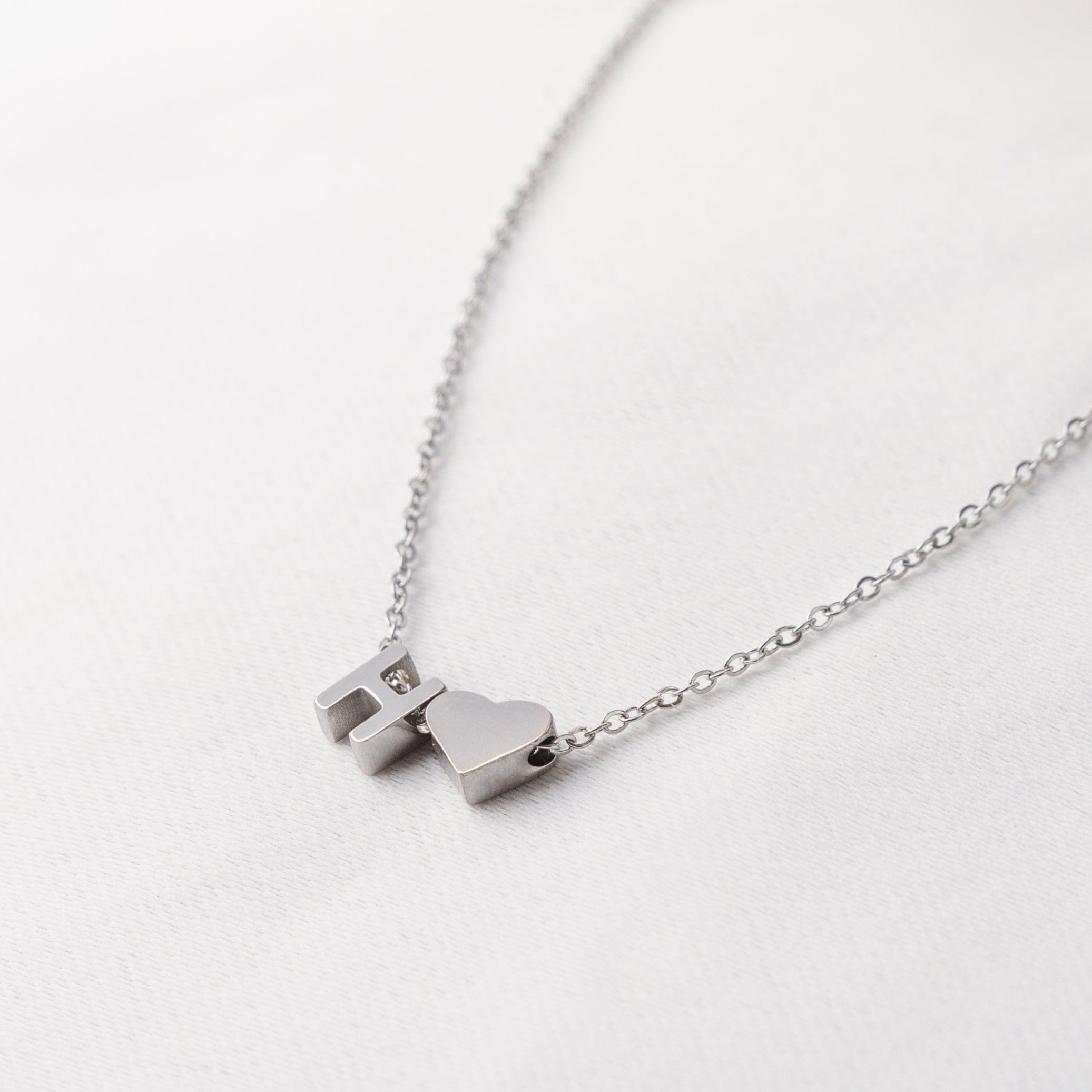 Fine and Yonder Necklaces Silver Color / A Heart & Initial Necklace
