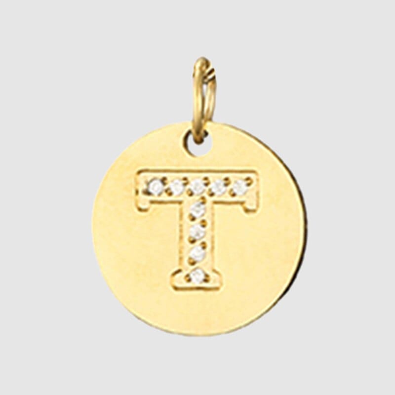 Fine and Yonder Necklaces T Zircon Stone Letter Necklace