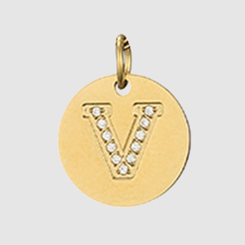 Fine and Yonder Necklaces V Zircon Stone Letter Necklace