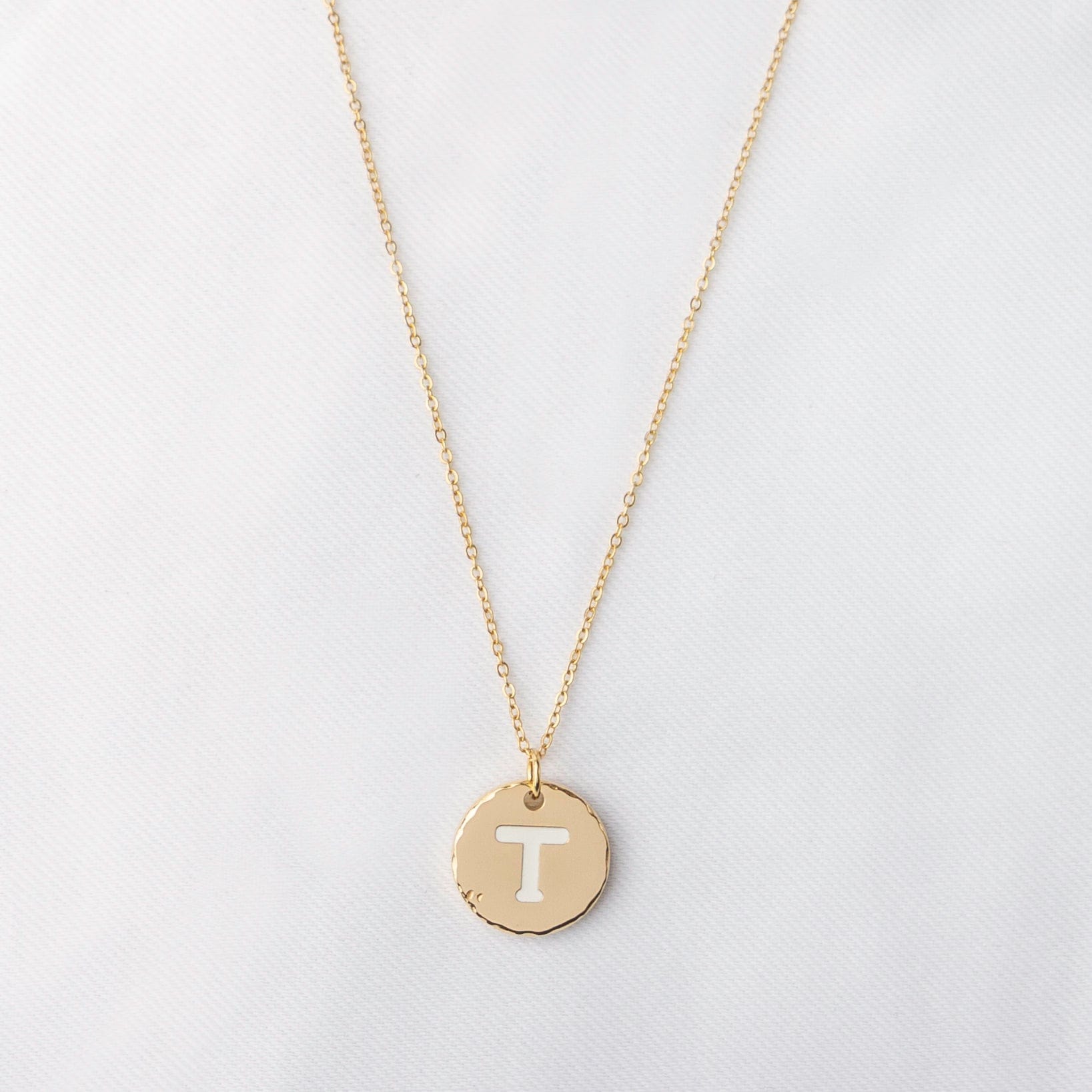 Fine and Yonder Necklaces White & Gold Initial Necklace