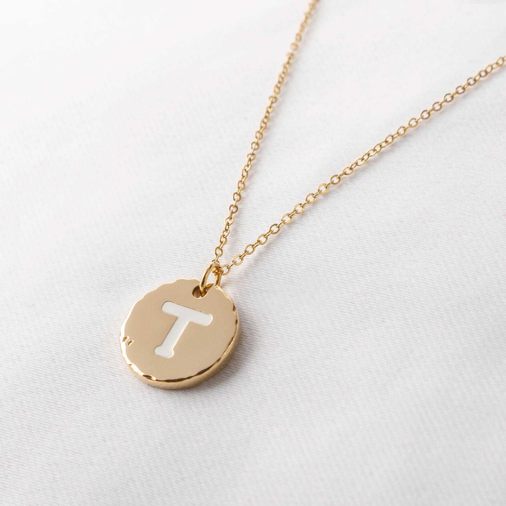 Fine and Yonder Necklaces White & Gold Initial Necklace