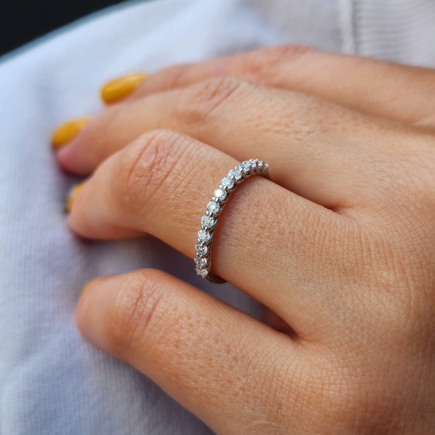 Fine and Yonder Rings 6 Half Eternity Moissanite Ring