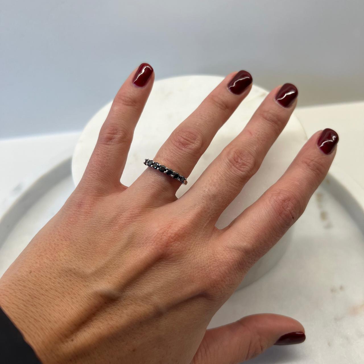 Suprene Collective Black Half Eternity Moissanite Ring