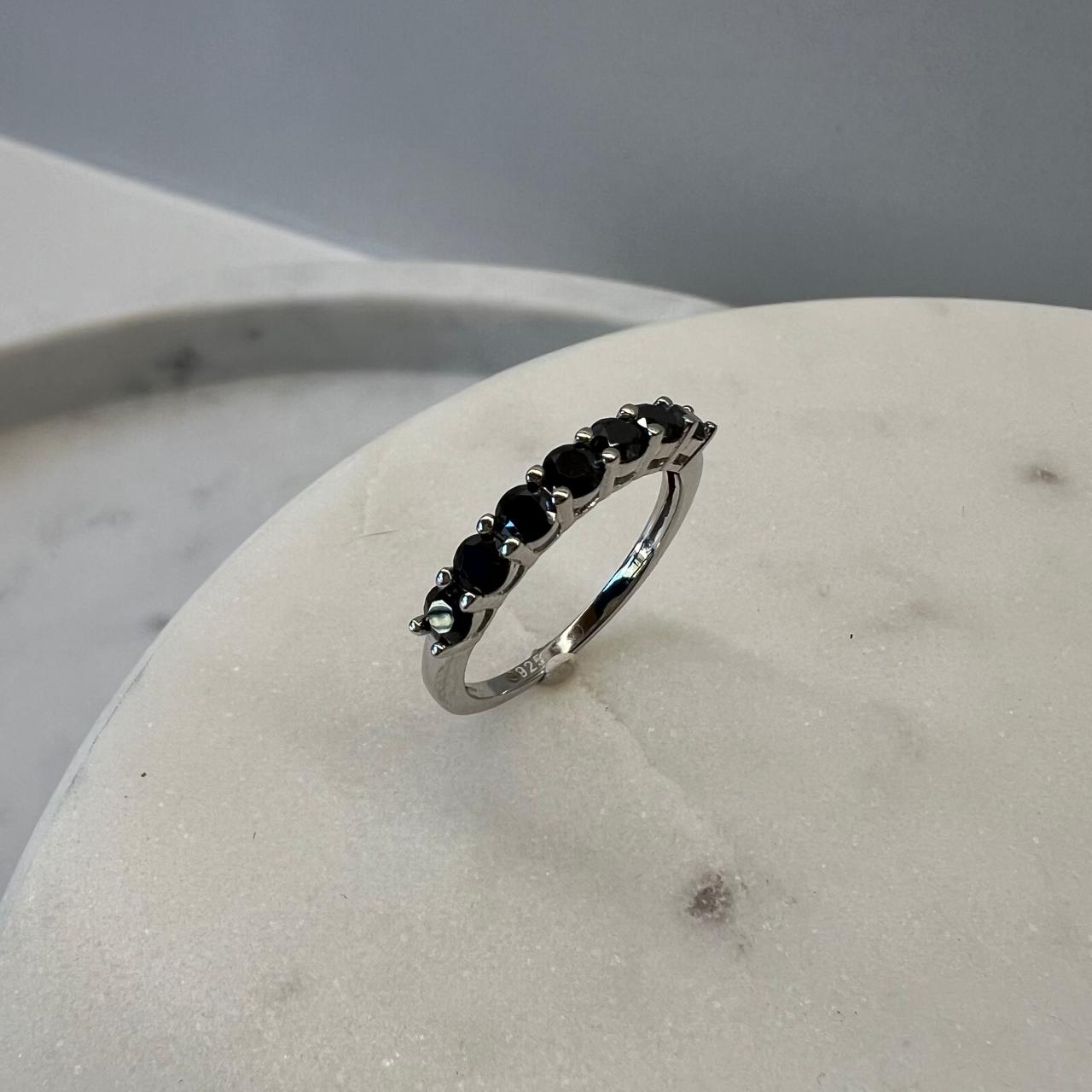 Suprene Collective Black Half Eternity Moissanite Ring