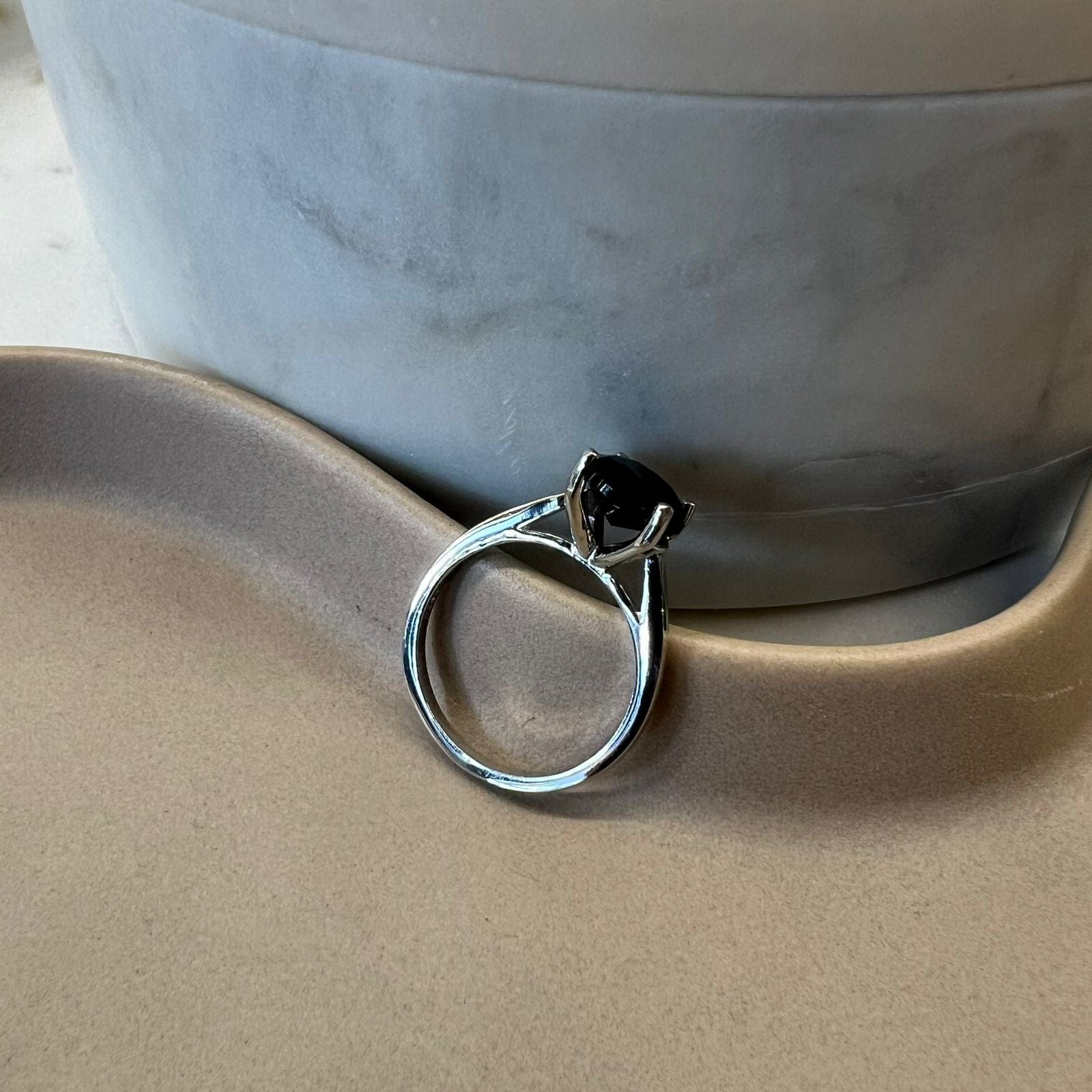 Fine and Yonder Rings Black Zircon Oval Solitaire Ring