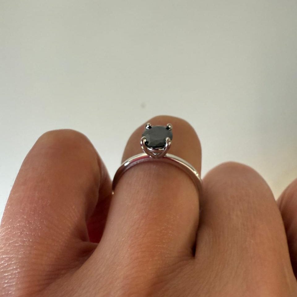 Fine and Yonder Rings Black Zircon Oval Solitaire Ring