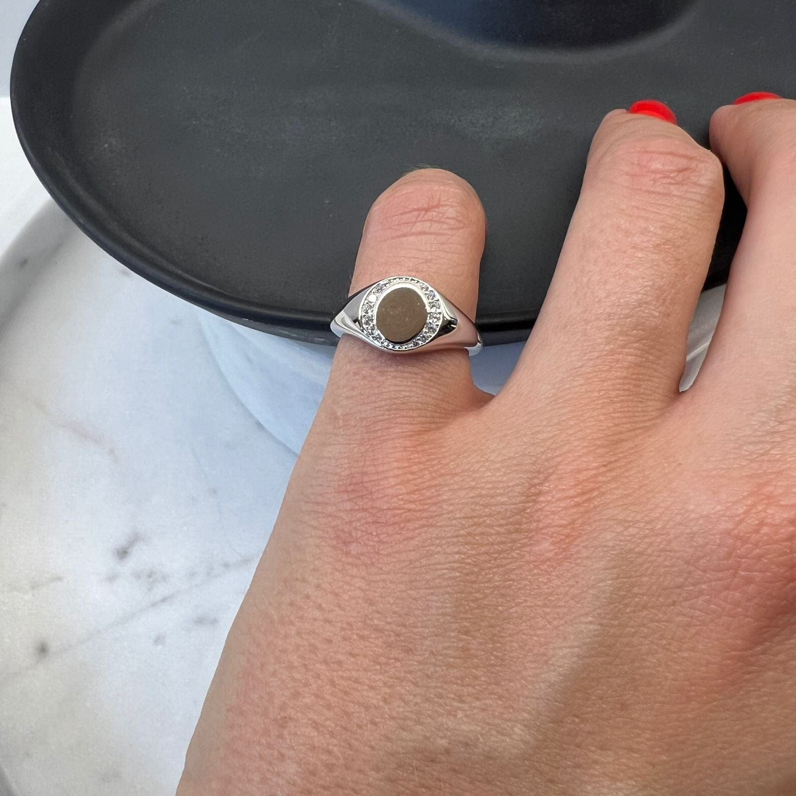 Fine and Yonder Rings Round Signet Silver Ring