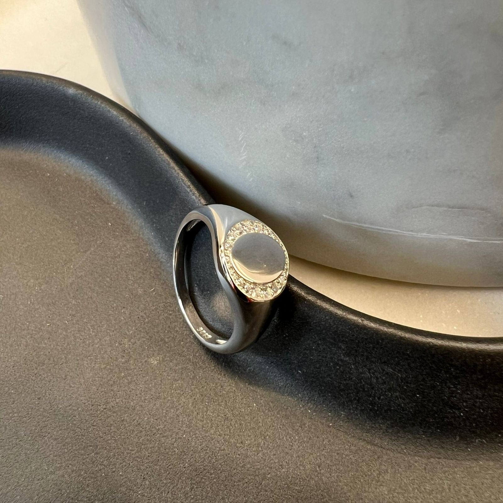 Fine and Yonder Rings Round Signet Silver Ring