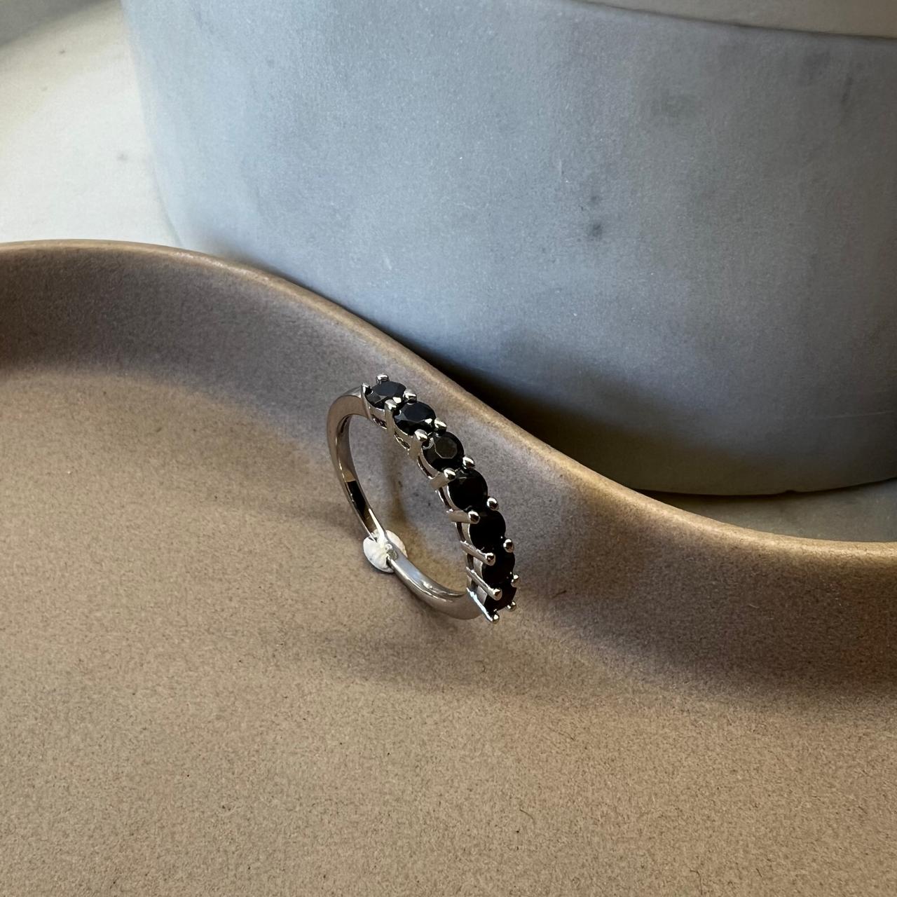 Fine and Yonder Rings Size 5 Black Half Eternity Moissanite Ring