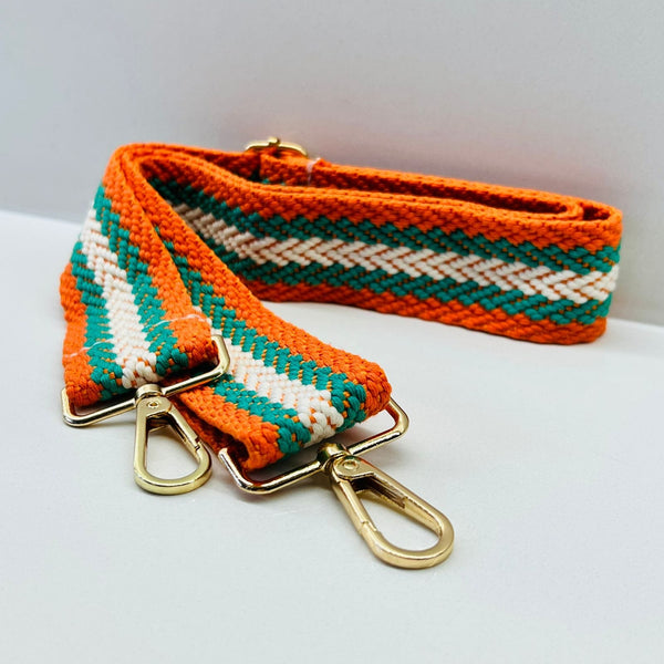 Green Orange Leopard Print Bag Strap