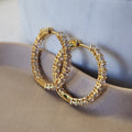 Suprene Collective Zirconia Eternity Hoop Earrings in gold tone with pavé CZ stones