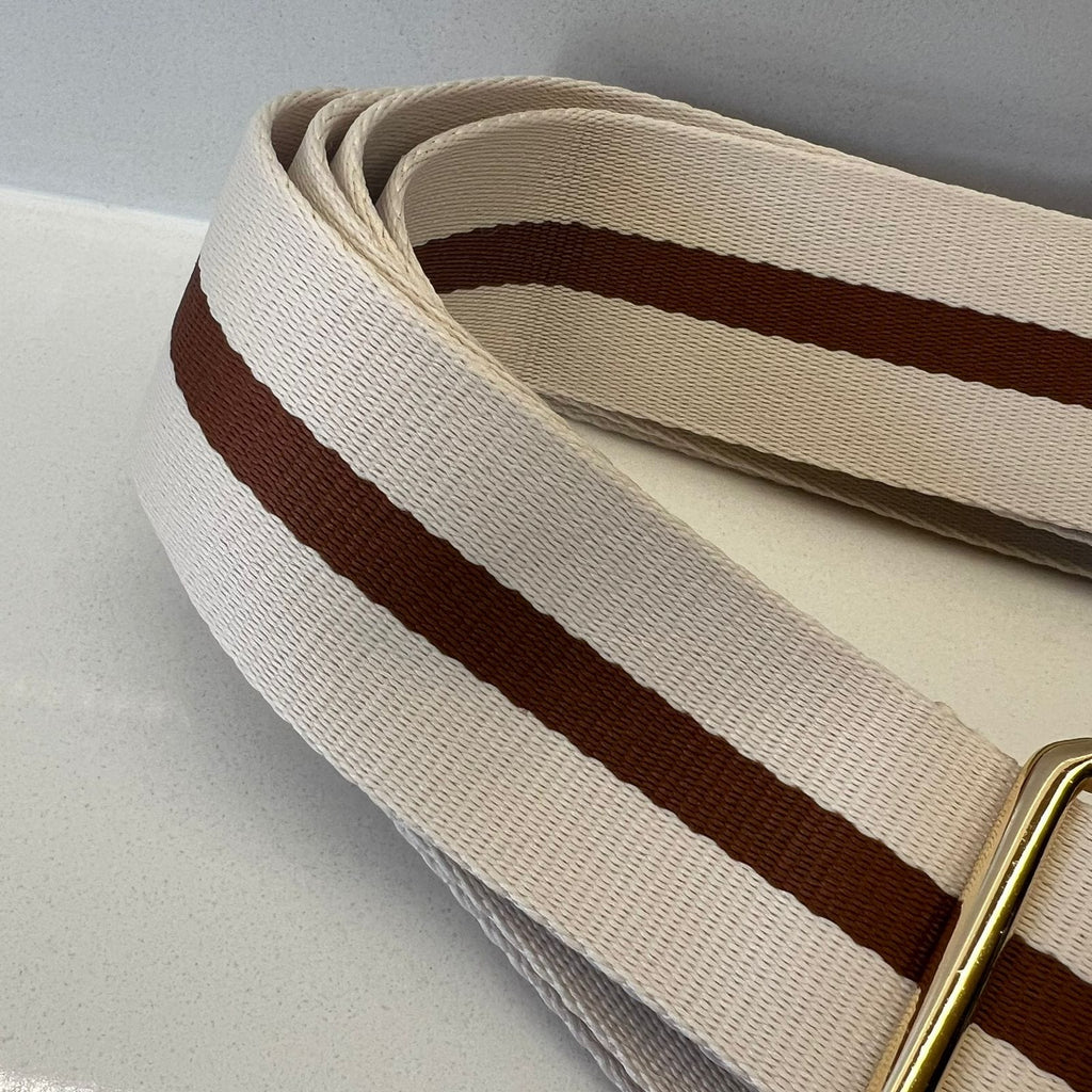 Suprene Bags Handbag & Wallet Accessories Bag Strap - Beige and Brown Stripe