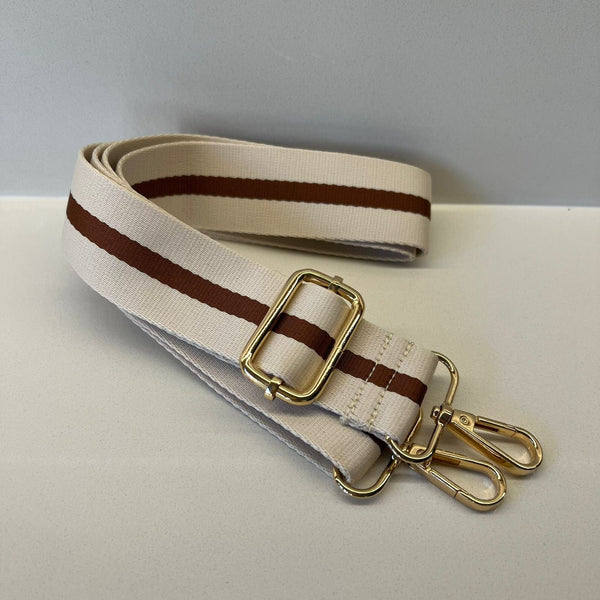 Suprene Bags Handbag & Wallet Accessories Bag Strap - Beige and Brown Stripe