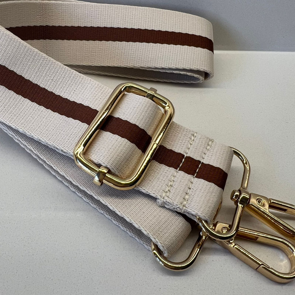 Suprene Bags Handbag & Wallet Accessories Bag Strap - Beige and Brown Stripe