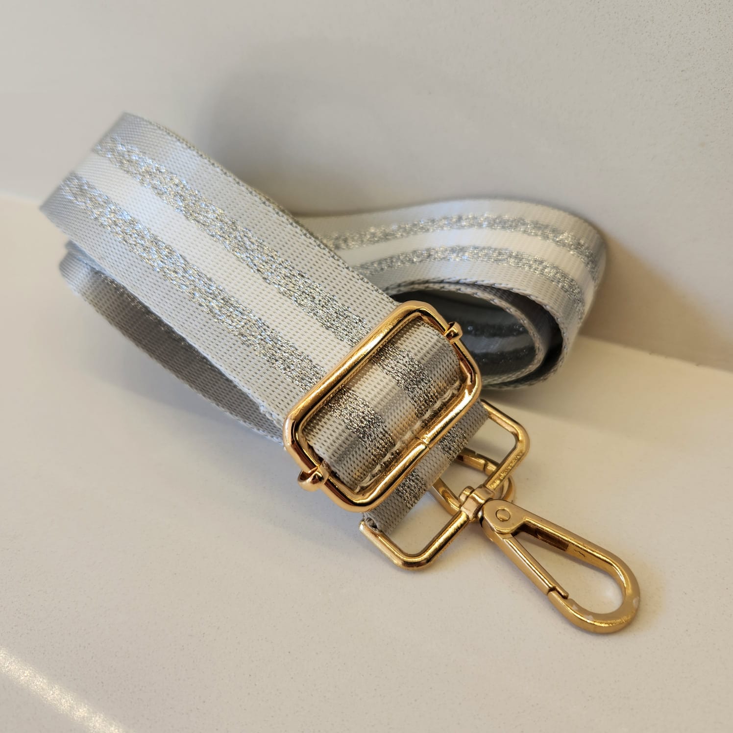 Suprene Bags Handbag & Wallet Accessories Bag Strap - Silver Stripes